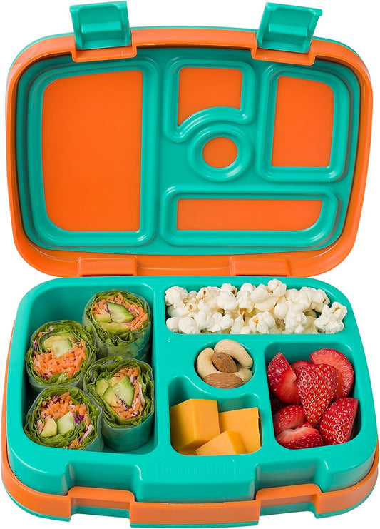 Kids Brights Bento-Style 5-Compartment Lunch Box - Ideal Portion Sizes for Ages 3 to 7 - Leak-Proof, Drop-Proof, Dishwasher Safe, BPA-Free
